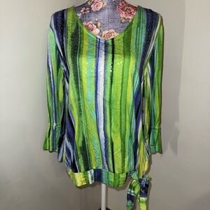 Vibrant Sequin Striped Blouse